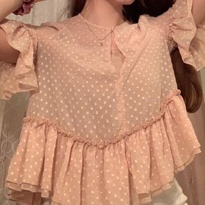 Blush ruffled blouse